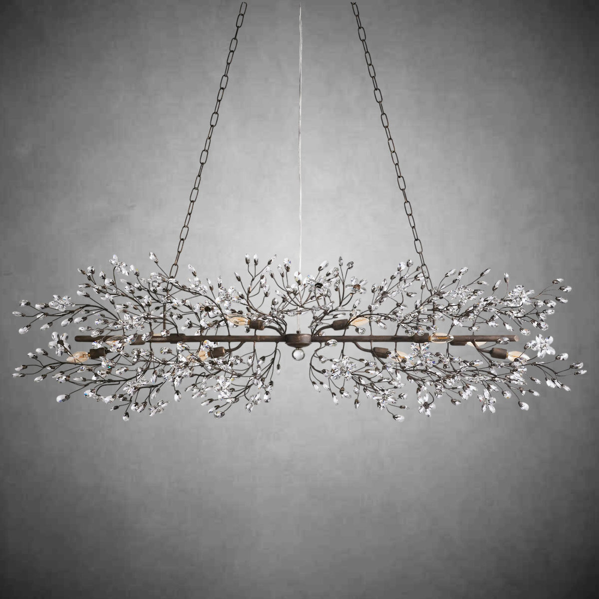 Fiore Linear Chandelier 43" 51" 68"W-Chandelier-Merlin Lamps-BRONZE-68"-lamerlighting