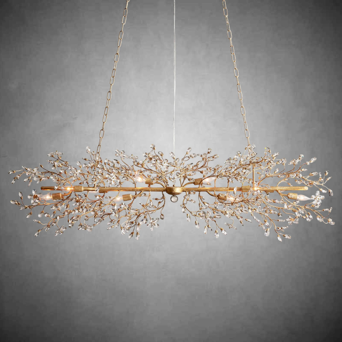 Fiore Linear Chandelier 43" 51" 68"W-Chandelier-Merlin Lamps-GOLD-43"-lamerlighting