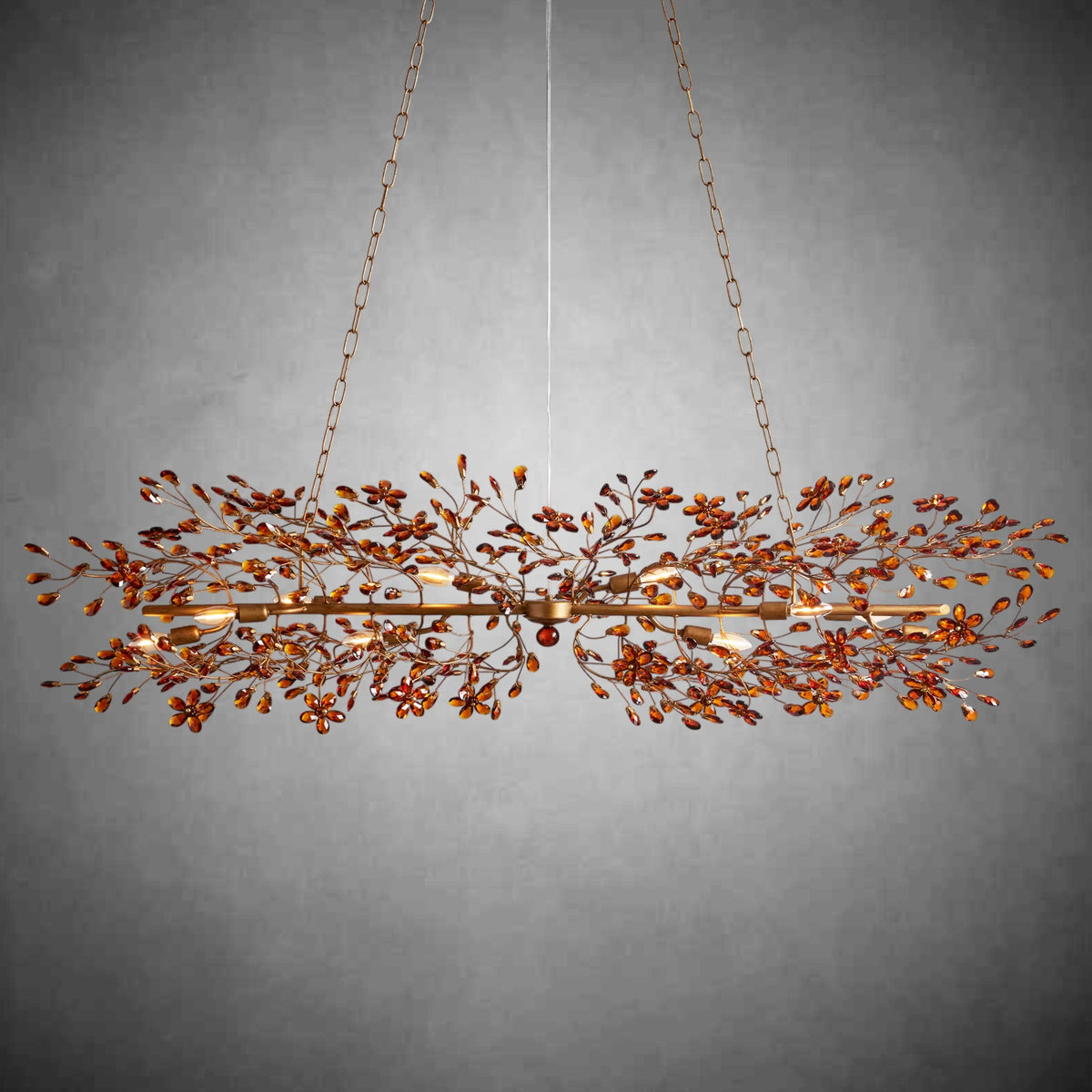 Fiore Linear Chandelier 43" 51" 68"W-Chandelier-Merlin Lamps-BRASS/AMBER-68"-lamerlighting