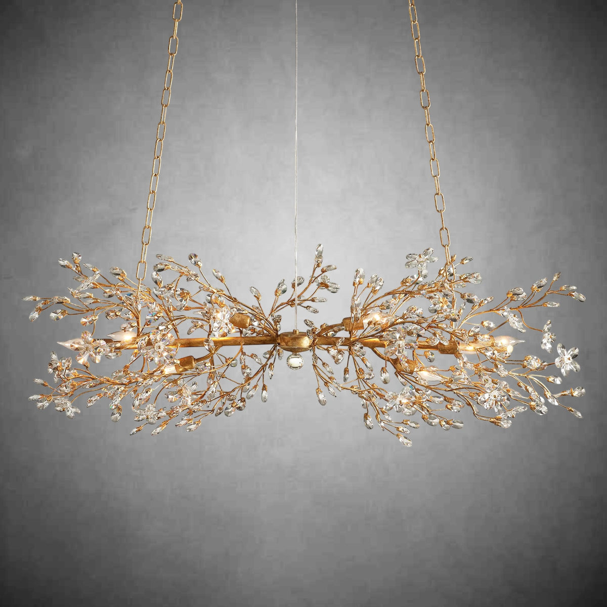 Fiore Linear Chandelier 43" 51" 68"W-Chandelier-Merlin Lamps-GOLD-43"-lamerlighting