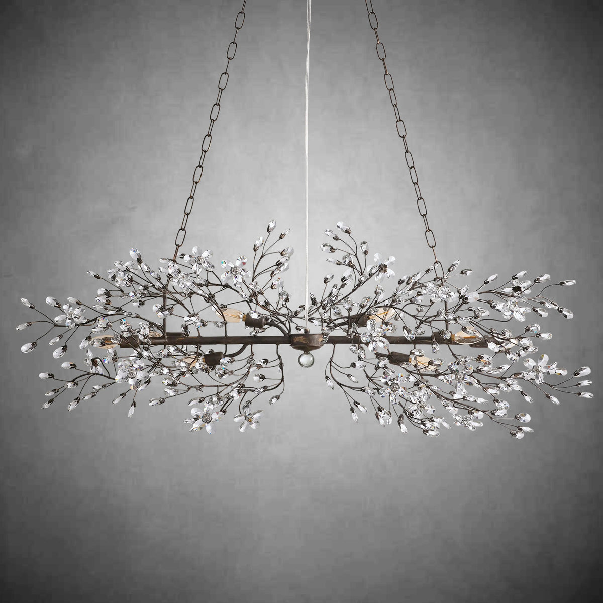Fiore Linear Chandelier 43" 51" 68"W-Chandelier-Merlin Lamps-BRONZE-43"-lamerlighting