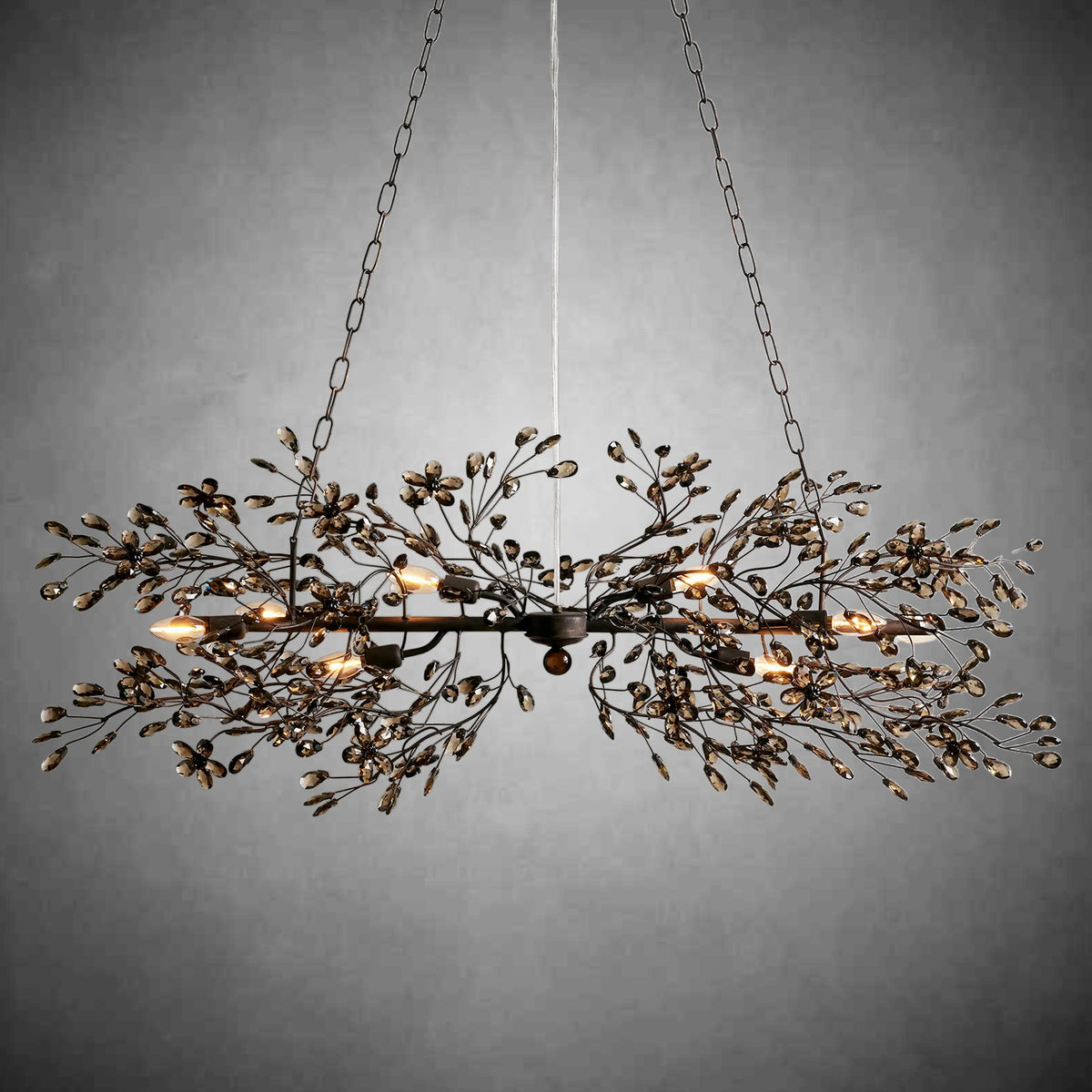 Fiore Linear Chandelier 43" 51" 68"W-Chandelier-Merlin Lamps-BRONZE/SMOKE-43"-lamerlighting