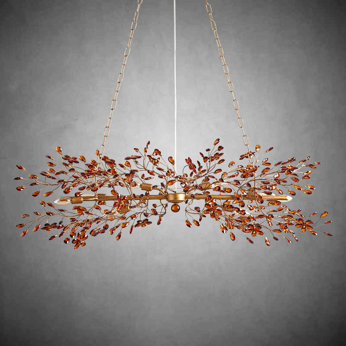 Fiore Linear Chandelier 43" 51" 68"W-Chandelier-Merlin Lamps-BRASS/AMBER-43"-lamerlighting