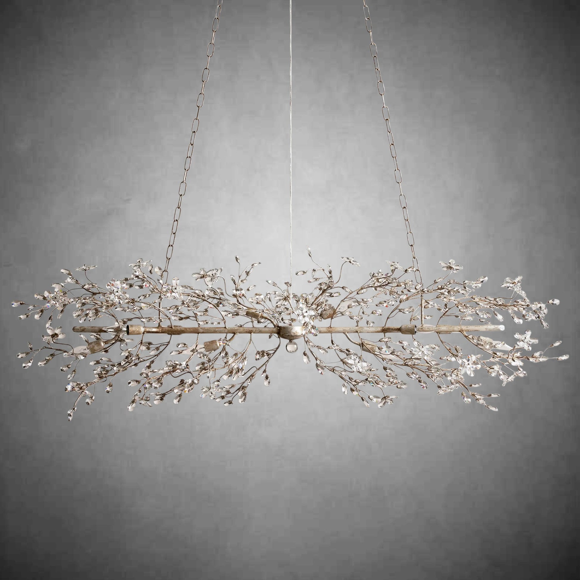 Fiore Linear Chandelier 43" 51" 68"W-Chandelier-Merlin Lamps-SILVER-68"-lamerlighting