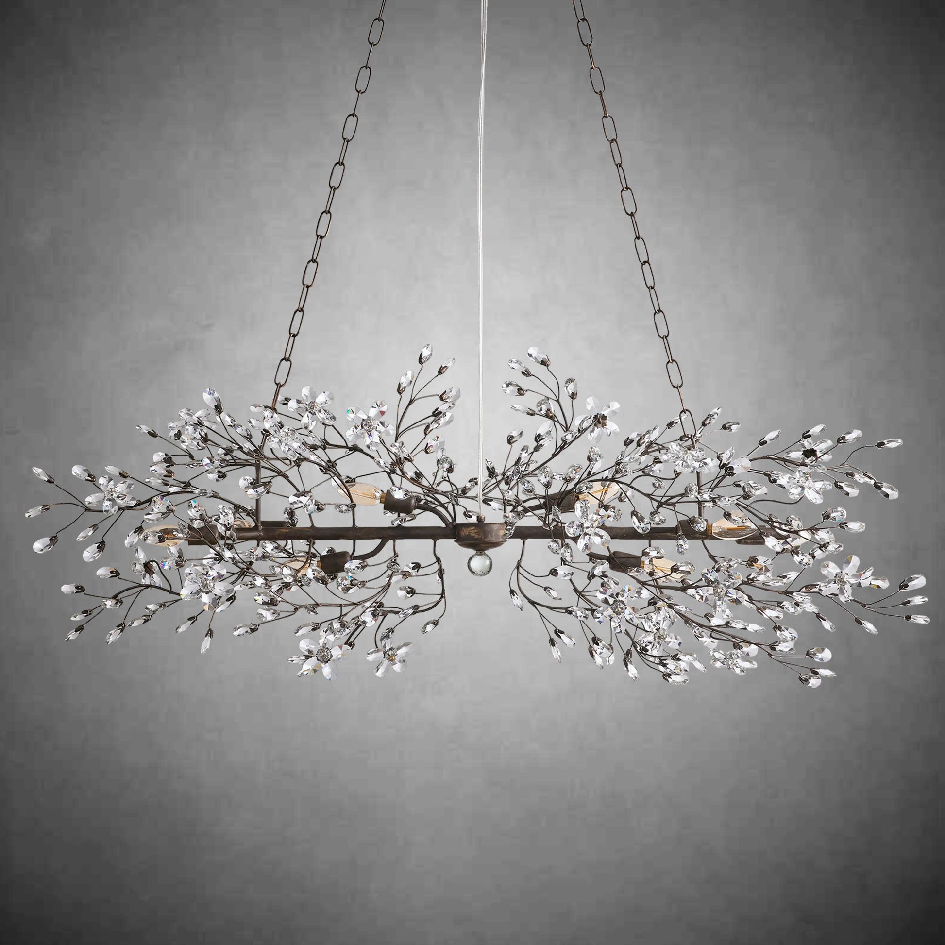 Fiore Linear Chandelier 43" 51" 68"W-Chandelier-Merlin Lamps-BRONZE-43"-lamerlighting