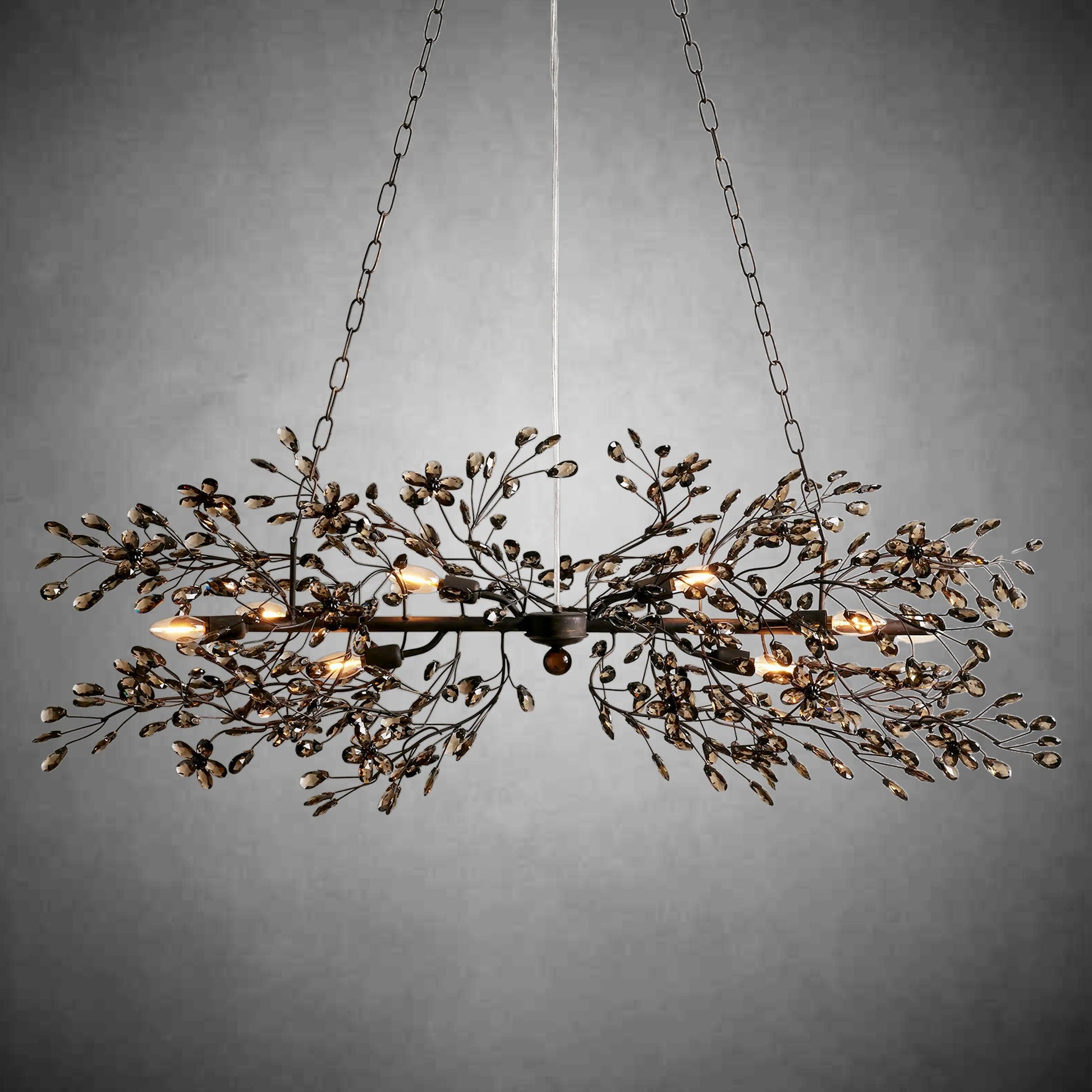 Fiore Linear Chandelier 43" 51" 68"W-Chandelier-Merlin Lamps-BRONZE/SMOKE-43"-lamerlighting