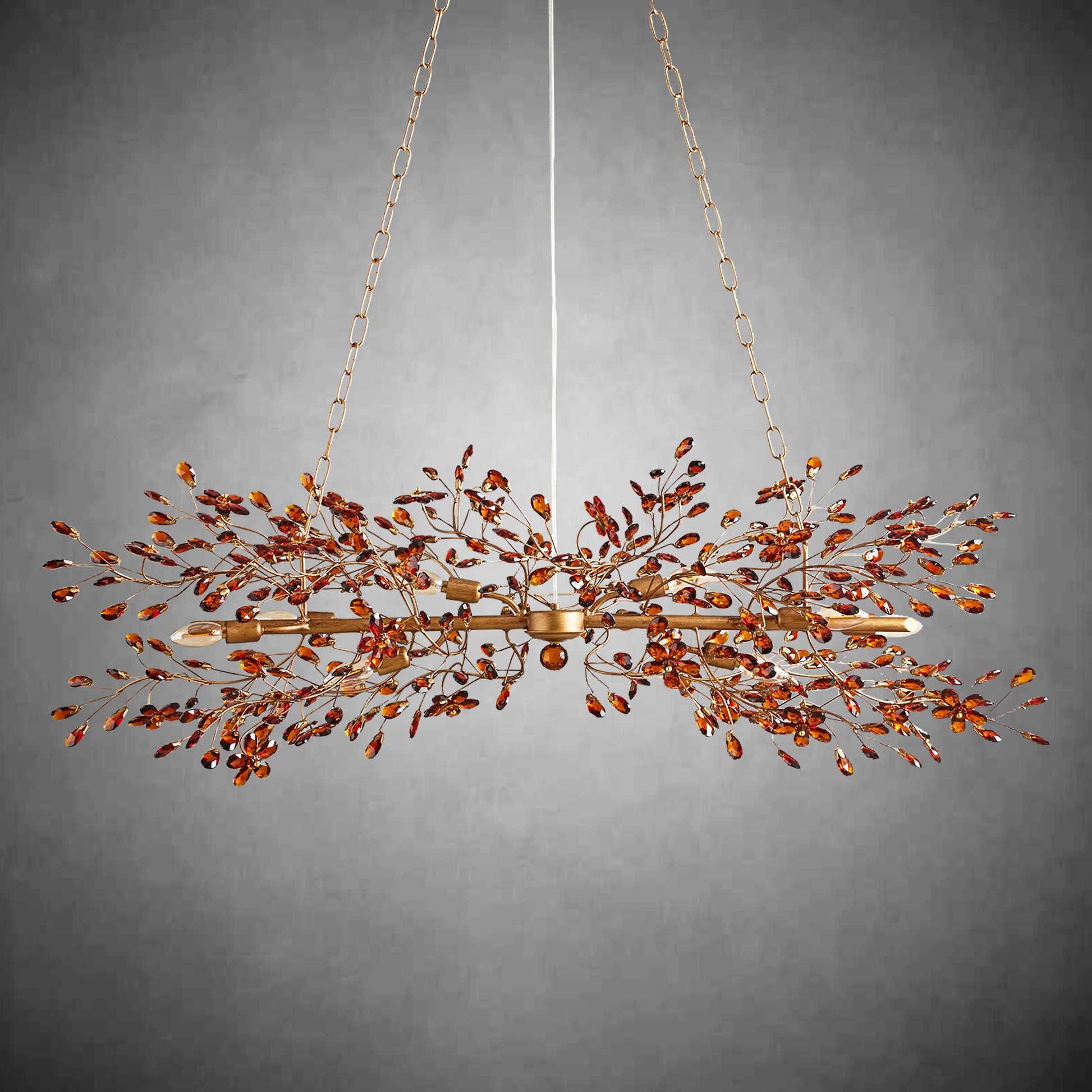 Fiore Linear Chandelier 43" 51" 68"W-Chandelier-Merlin Lamps-BRASS/AMBER-43"-lamerlighting