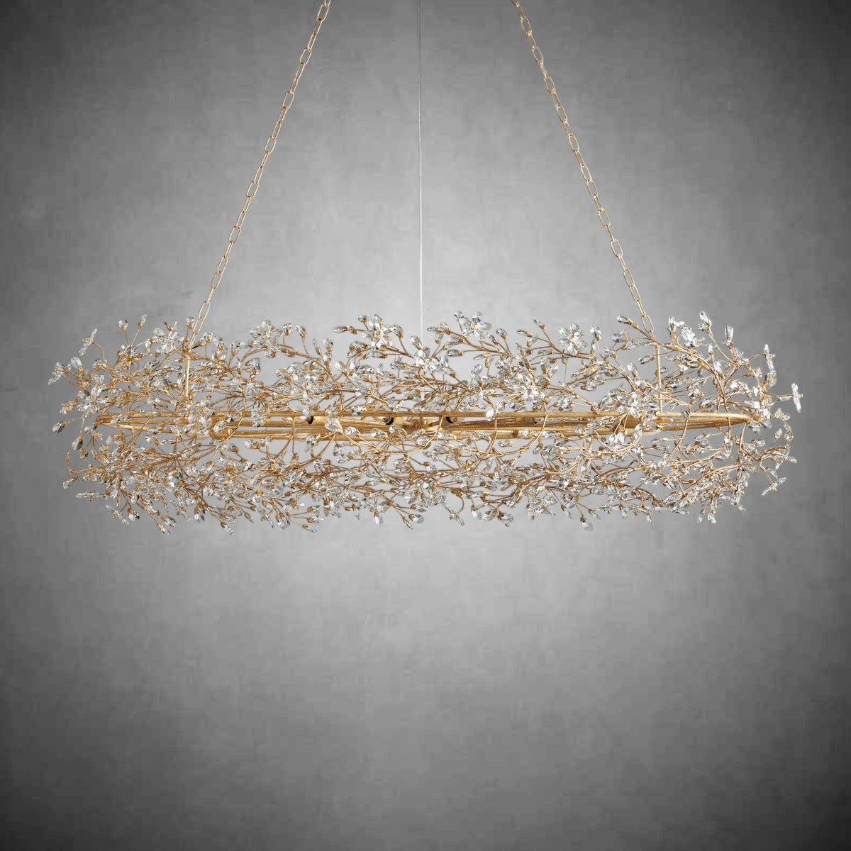 Fiore Oval Chandelier 62'' 74''-Chandelier-Merlin Lamps-GOLD-74"-lamerlighting