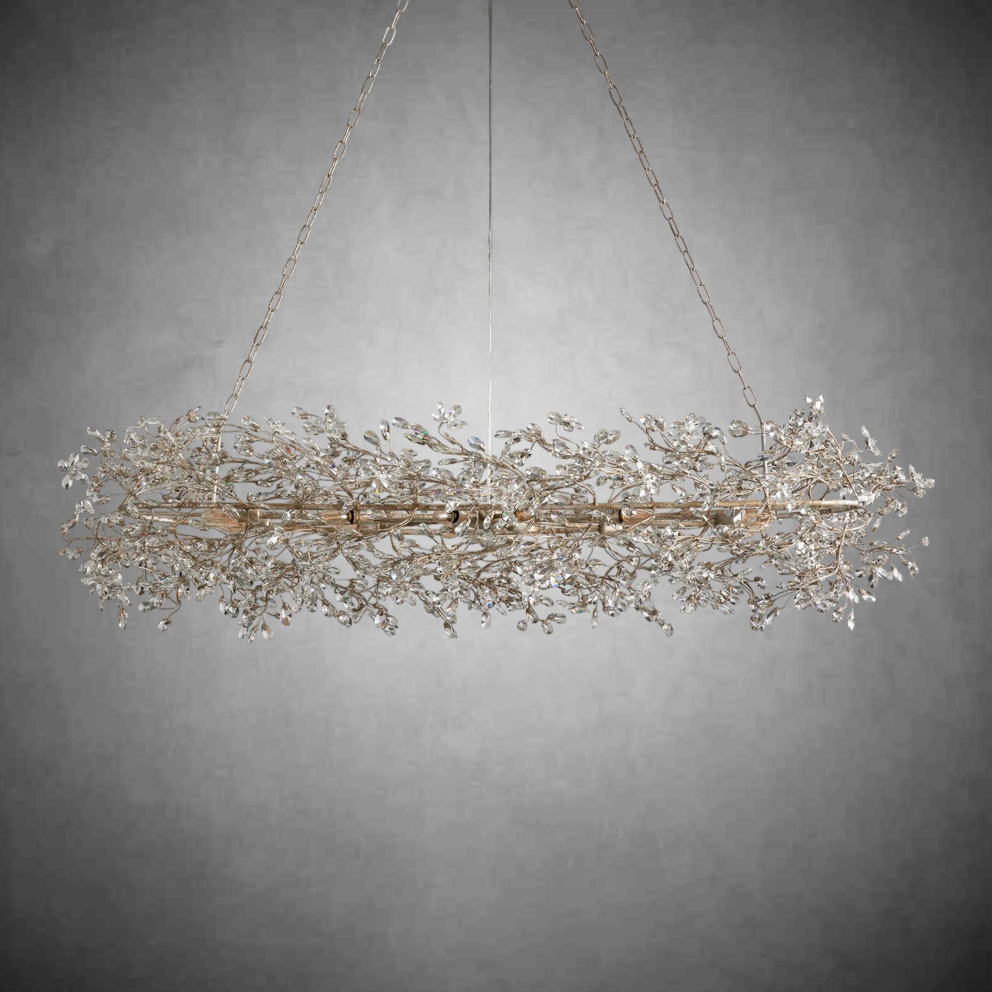Fiore Oval Chandelier 62'' 74''-Chandelier-Merlin Lamps-SILVER-74"-lamerlighting