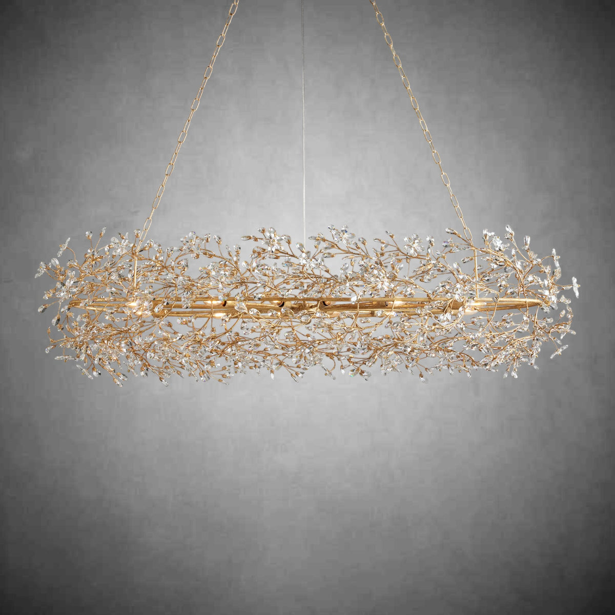 Fiore Oval Chandelier 62'' 74''-Chandelier-Merlin Lamps-GOLD-62"-lamerlighting