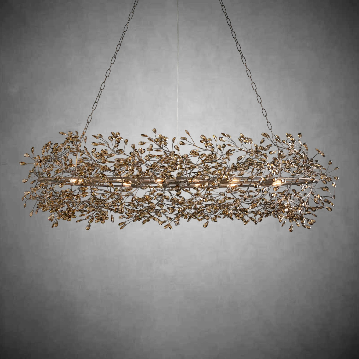 Fiore Oval Chandelier 62'' 74''-Chandelier-Merlin Lamps-GOLD-62"-lamerlighting