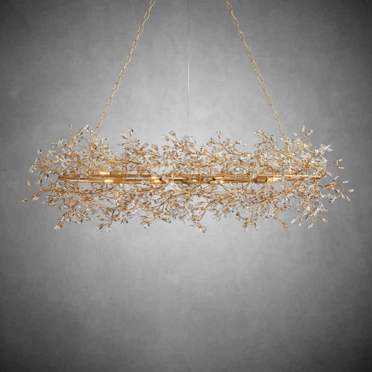 Fiore Oval Chandelier 62'' 74''-Chandelier-Merlin Lamps-GOLD-62"-lamerlighting