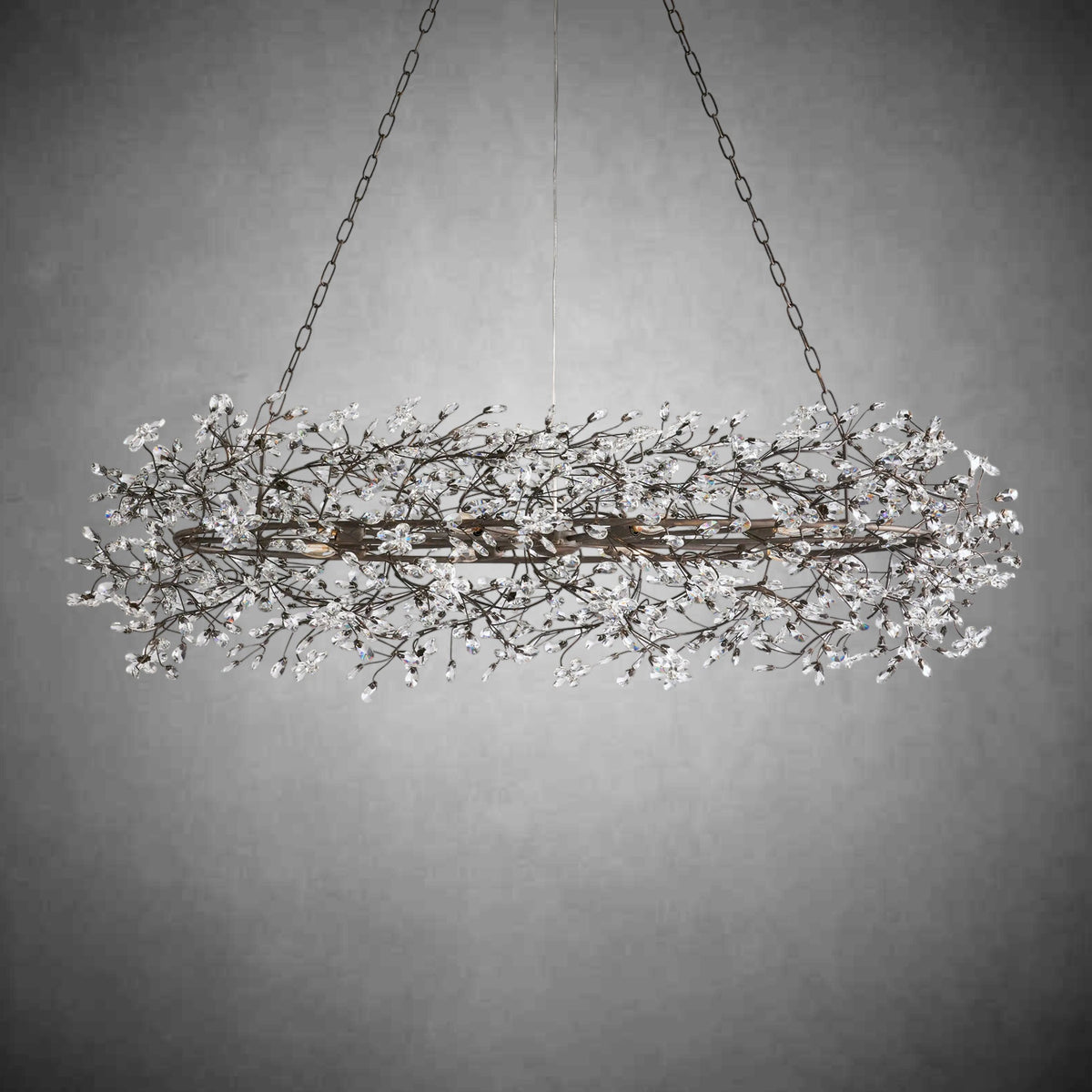 Fiore Oval Chandelier 62'' 74''-Chandelier-Merlin Lamps-GOLD-62"-lamerlighting