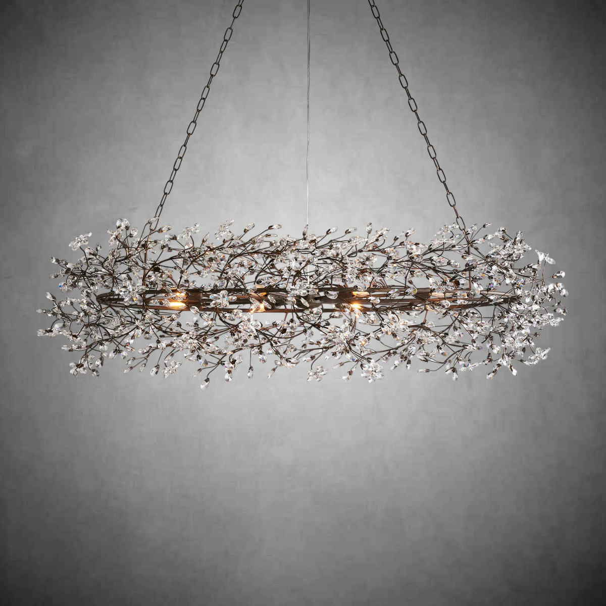Fiore Oval Chandelier 62'' 74''-Chandelier-Merlin Lamps-BRONZE-62"-lamerlighting