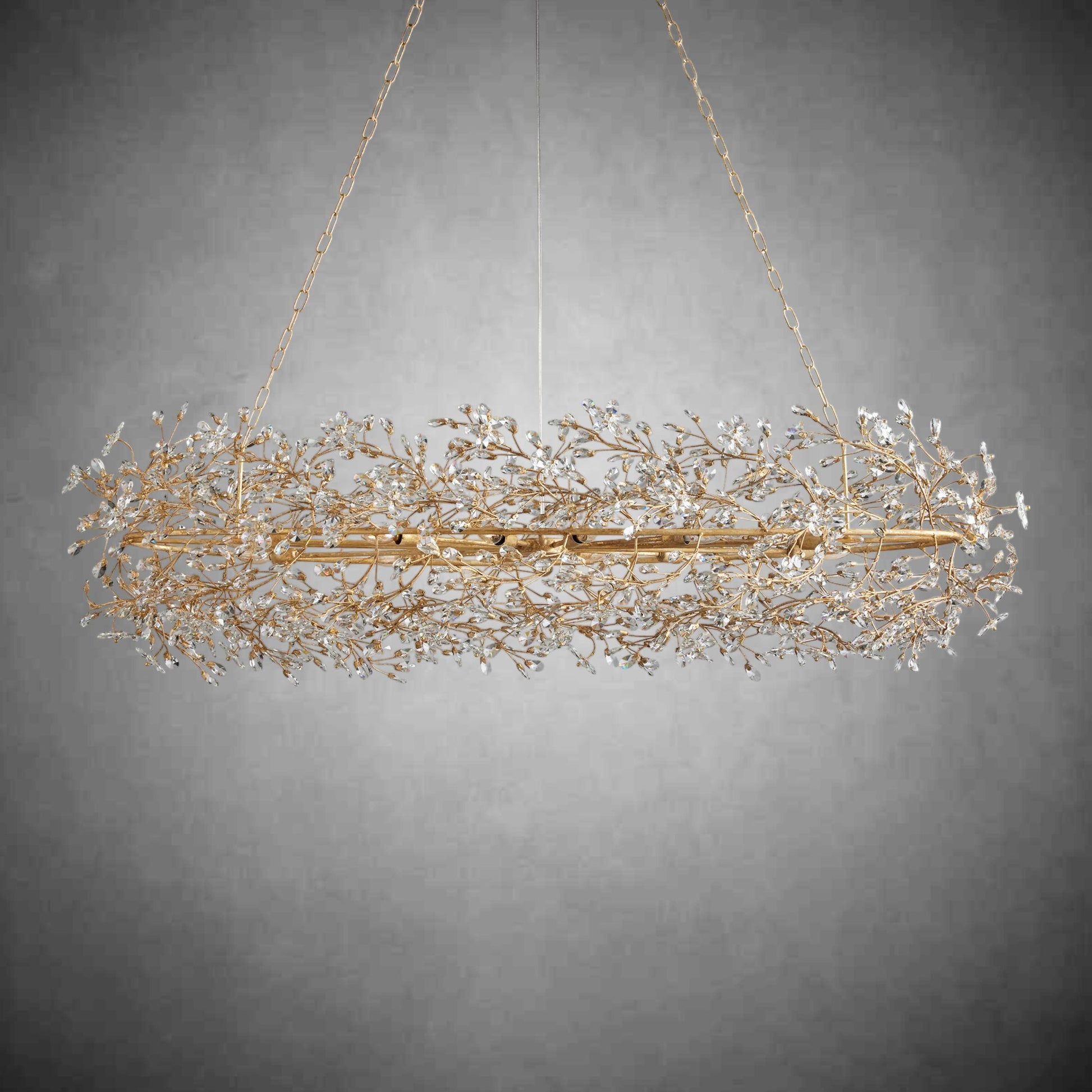 Fiore Oval Chandelier 62'' 74''-Chandelier-Merlin Lamps-GOLD-74"-lamerlighting
