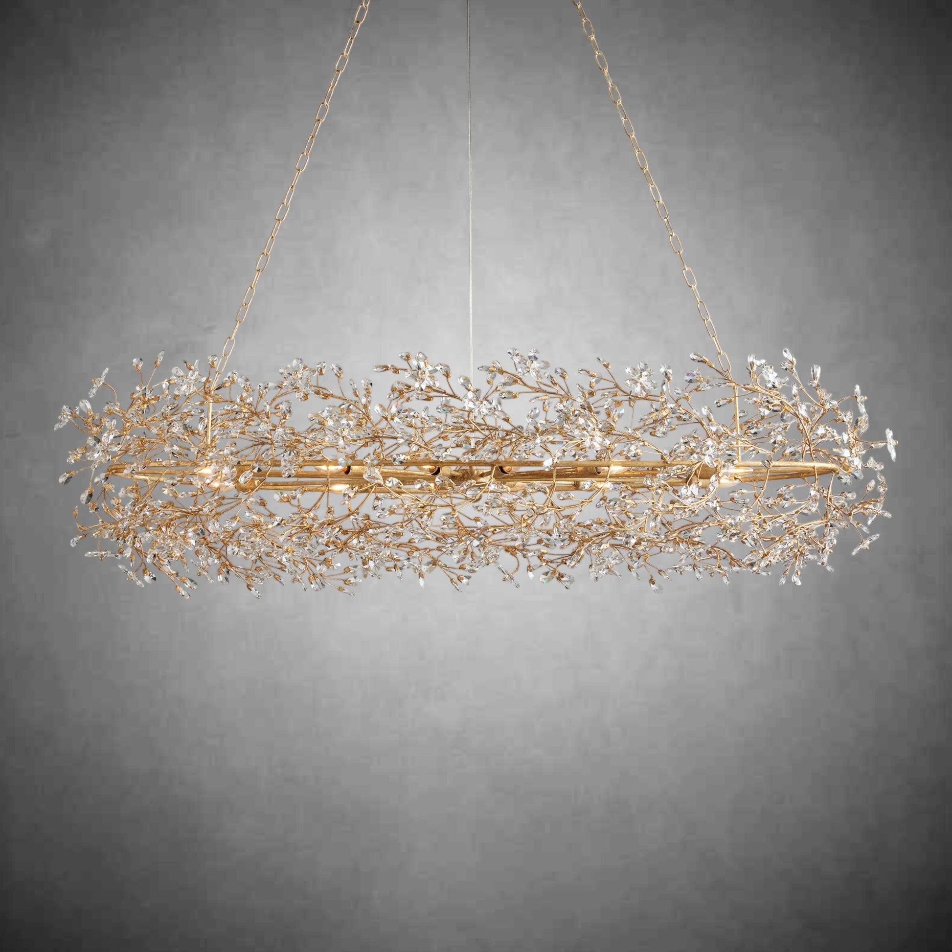 Fiore Oval Chandelier 62'' 74''-Chandelier-Merlin Lamps-GOLD-62"-lamerlighting