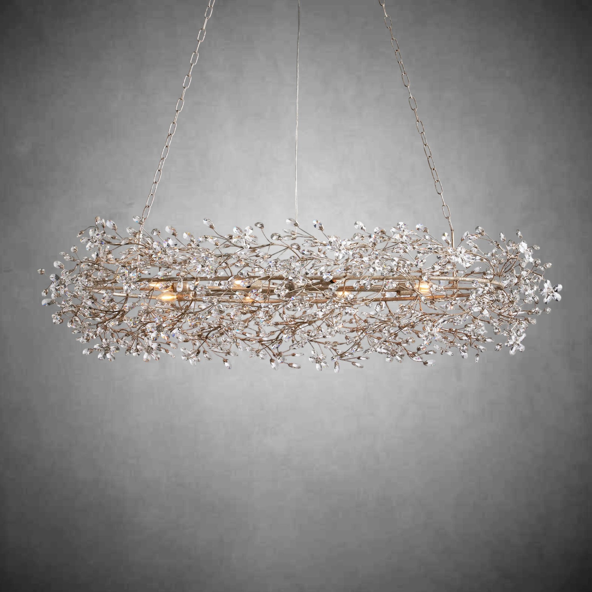 Fiore Oval Chandelier 62'' 74''-Chandelier-Merlin Lamps-SILVER-62"-lamerlighting