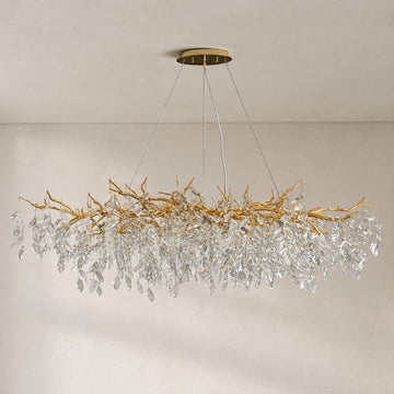 French Branch Crystal Chandelier with Elegant Crystal Leaves