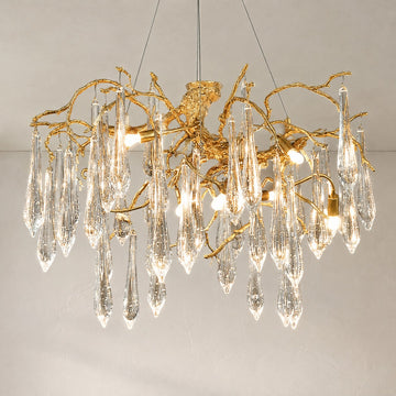 French Copper K9 Crystal Raindrop Chandelier, 23.6 Inch