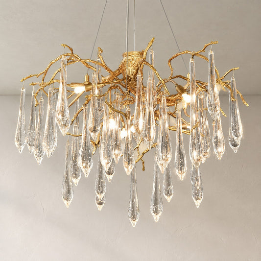 French Copper K9 Crystal Raindrop Chandelier, 23.6 Inch