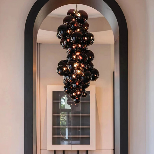 Art Deco Hand Blown Glass Chandelier, 24"