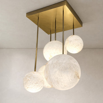 Galaxy Contemporary Italian Alabaster Marble Globe Chandelier