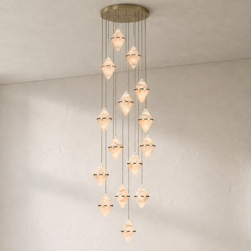 Gem Circular Cluster Alabaster Chandelier 15
