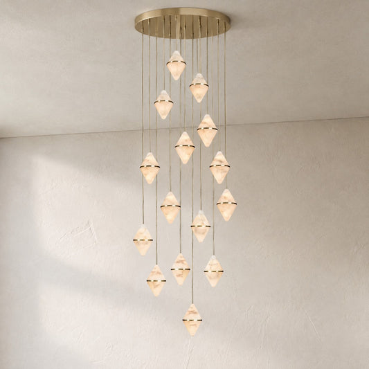 Gem Circular Cluster Alabaster Chandelier 15