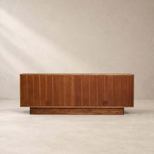 Geometric Fluted Plinth Wood Storage Console