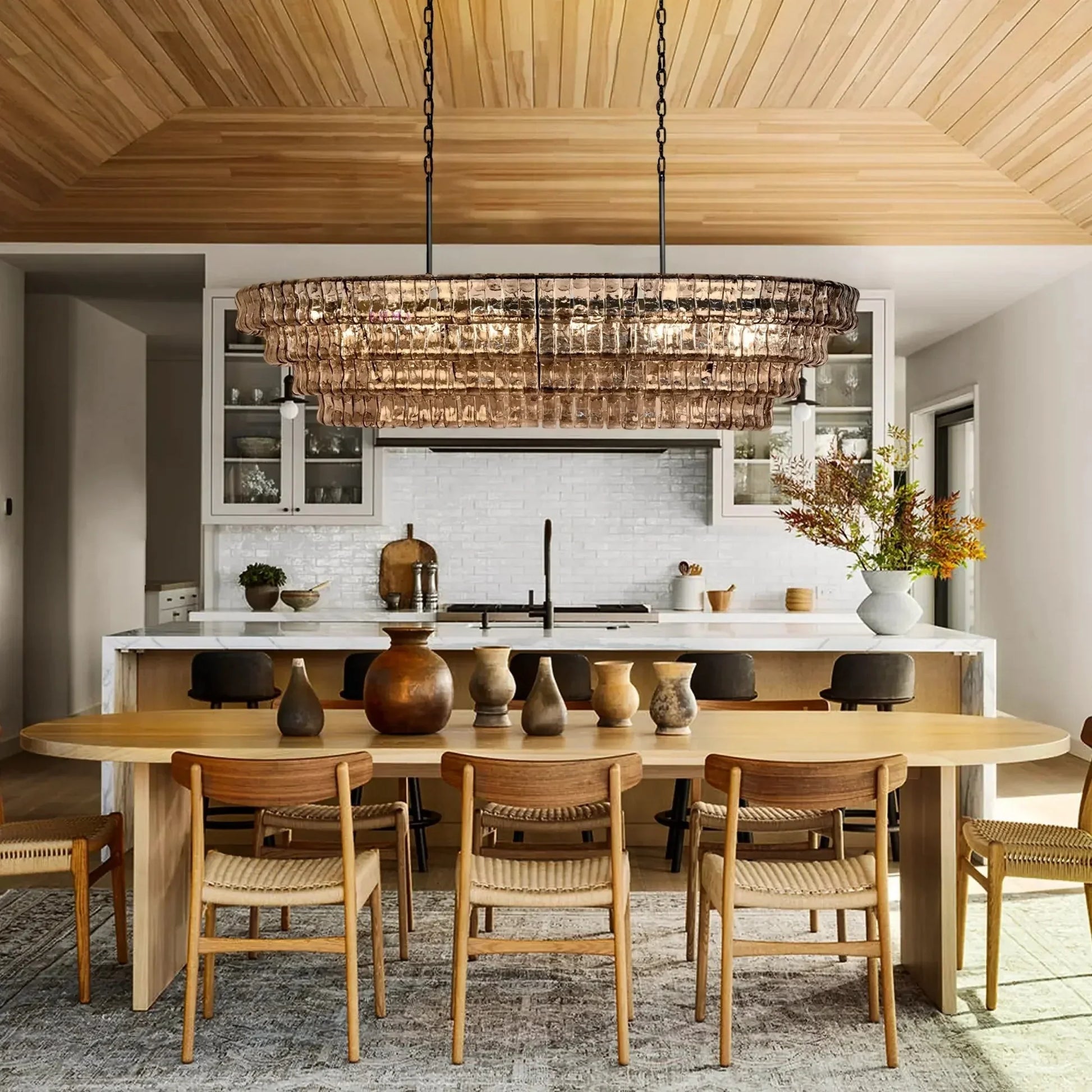 Lamer Lighting Veridian Oval Chandelier 54''65'' - dramatic American stairwell with soaring ceiling