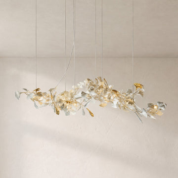 Gingko Leaves Ceramics Spiral Branch Chandelier