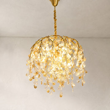 Glass Heart Leaf Branch Chandelier