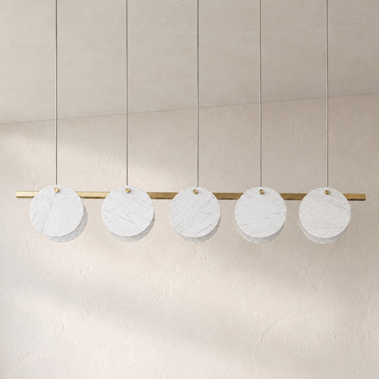 Green Jade Disc Linear Chandelier