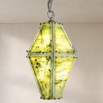Green Jade Faceted Lantern Chandelier