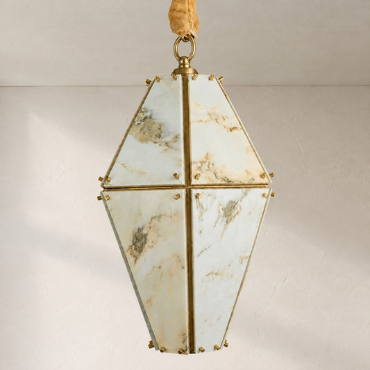 Green Jade Faceted Lantern Chandelier