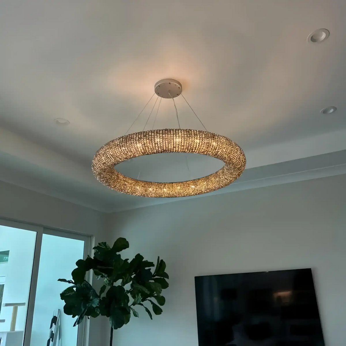 Halo Crystal Round Chandelier 32" 41" 60"-Lamer Lighting