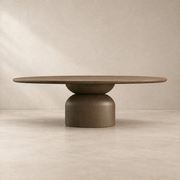 Hand-Sculpted Modern Oval Oak Dining Table