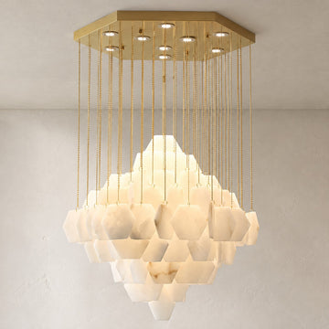Hexa Alabaster Cascade Chandelier