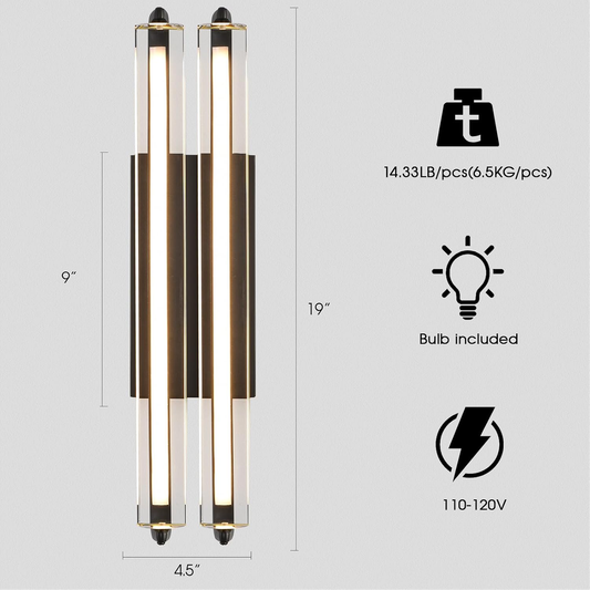$800+ Purchase Gift | Double Crystal Wall Lamp 19" H