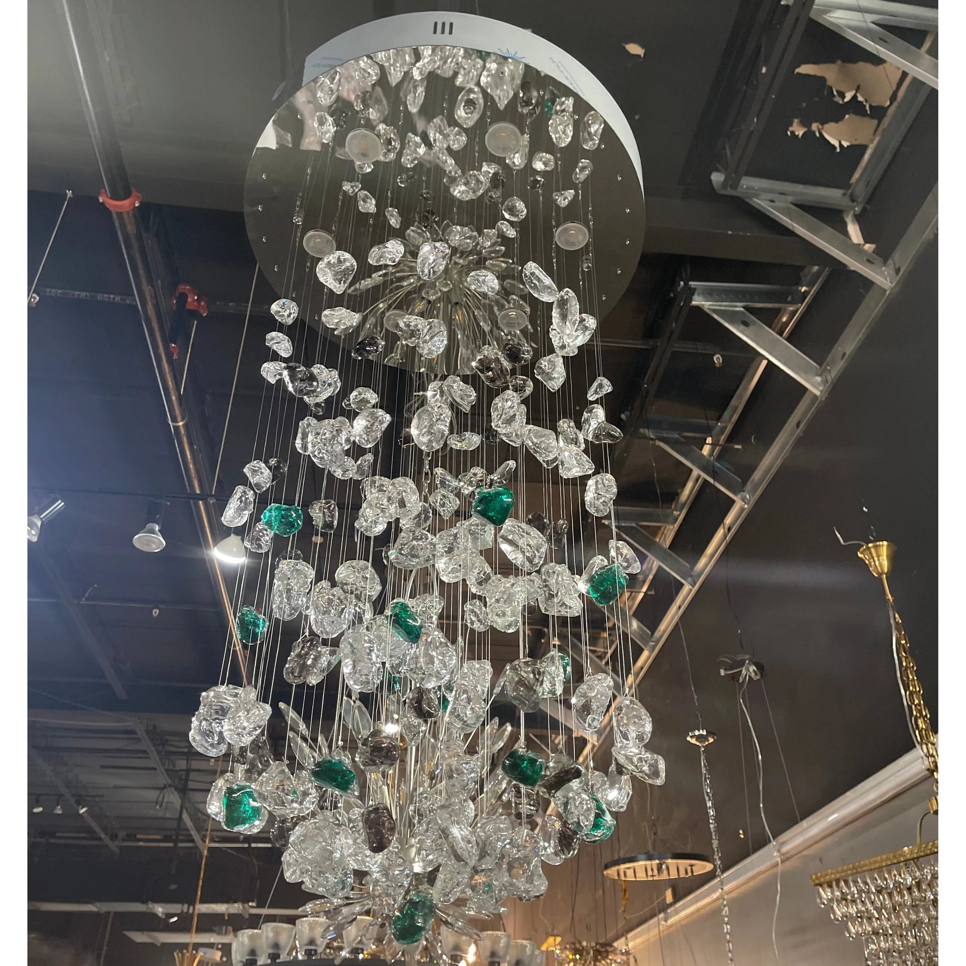 Lamer Lighting Azure Cascade Glass Chandelier - Background Shot