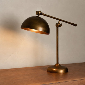 Industrial Antique Brass 1-Light Adjustable Task Table Lamp