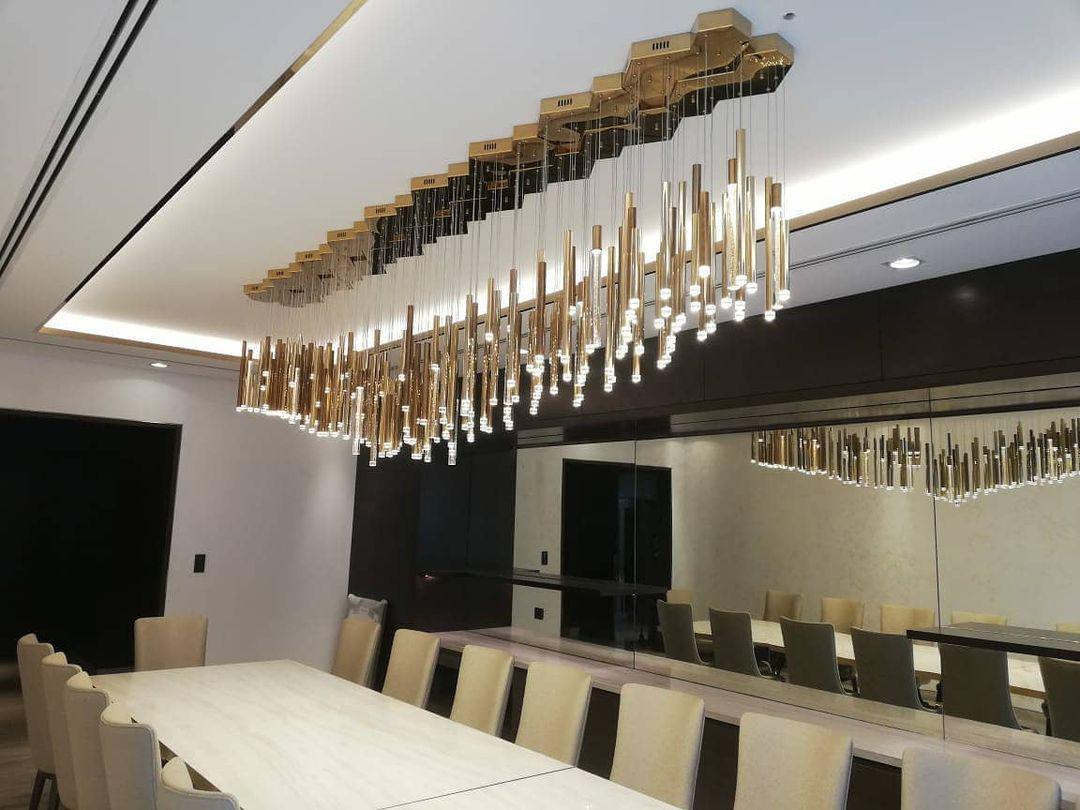 Bellini Square Tri-Tone Tubular Pendant Light Chandelier - Merlin Lamps