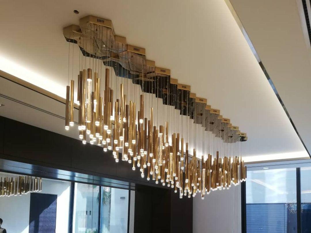 Bellini Square Tri-Tone Tubular Pendant Light Chandelier - Merlin Lamps