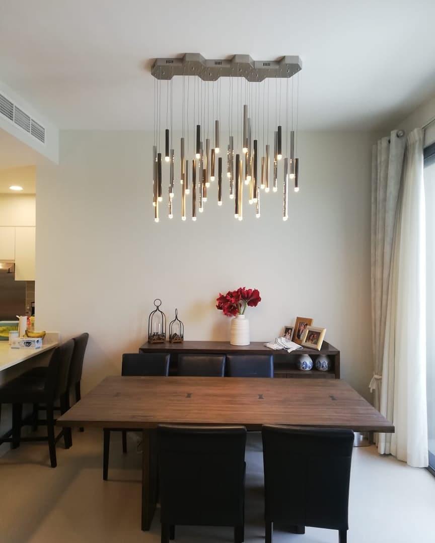 Bellini Square Tri-Tone Tubular Pendant Light Chandelier - Merlin Lamps