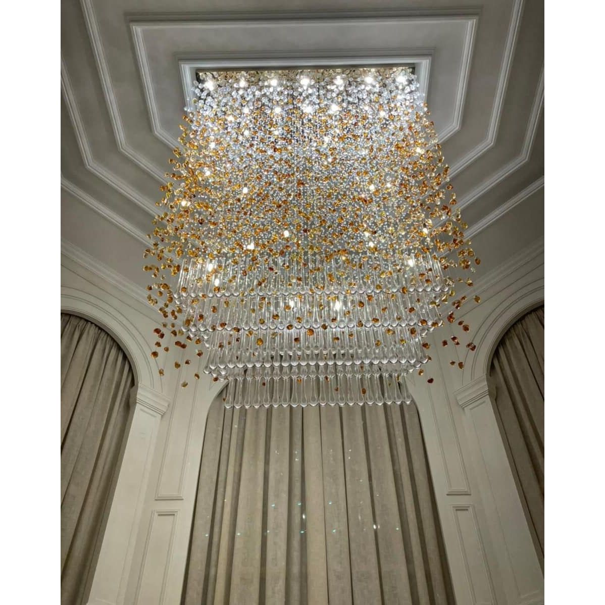 Lamer Lighting Azure Cascade Glass Chandelier - Background Shot