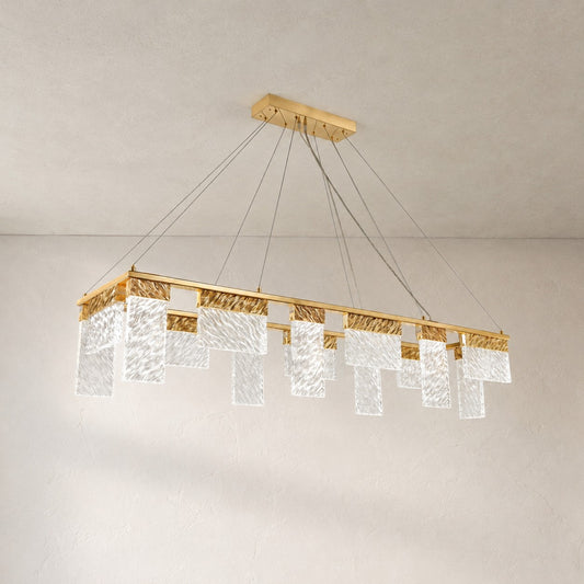 Joseph Dining Table LED Rectangle Glass Chandelier