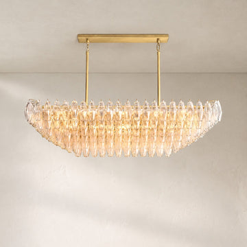 Kiaris Glass Tiered Rectangular Chandelier 54'' 74''
