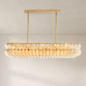 Kiaris Modern Glass Rectangular Glass Chandelier 54" 74″