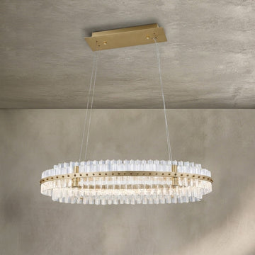 LA Aquinox 2-Tier Oval Crystal Ring LED Chandelier