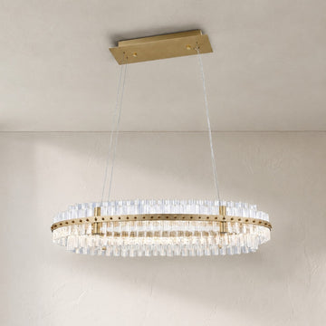 LA Aquinox 2-Tier Oval Crystal Ring LED Chandelier